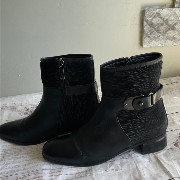Aquatalia Black Leather Ankle Booties - Picture 5 of 9